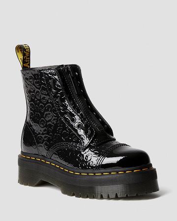 Women's Dr Martens Sinclair Leopard Emboss Patent Leather Platform Boots Black / Leopard | AU 255KOR